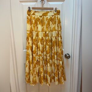 Banana Republic Floral Yellow Full Skirt Tropical Boho Size Small